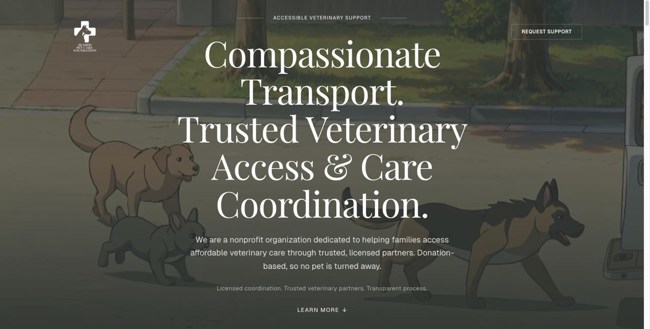 Seaside Pet Care Foundation website